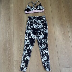 Floral Black and White Activewear Set